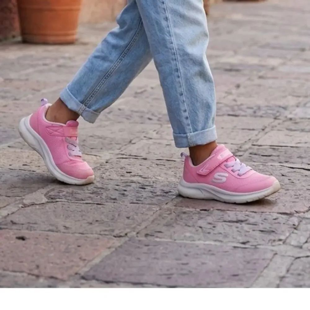 Skechers Toddler Girls Pink Easy Close Sneakers - Size: 8T